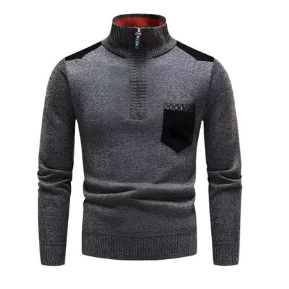Herrens Halv Dragkedja Tröja med Patchworkdesign 9