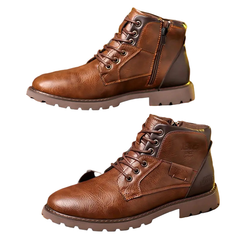 Herrens Läderstövlar med Dragkedja Stilren Design 0