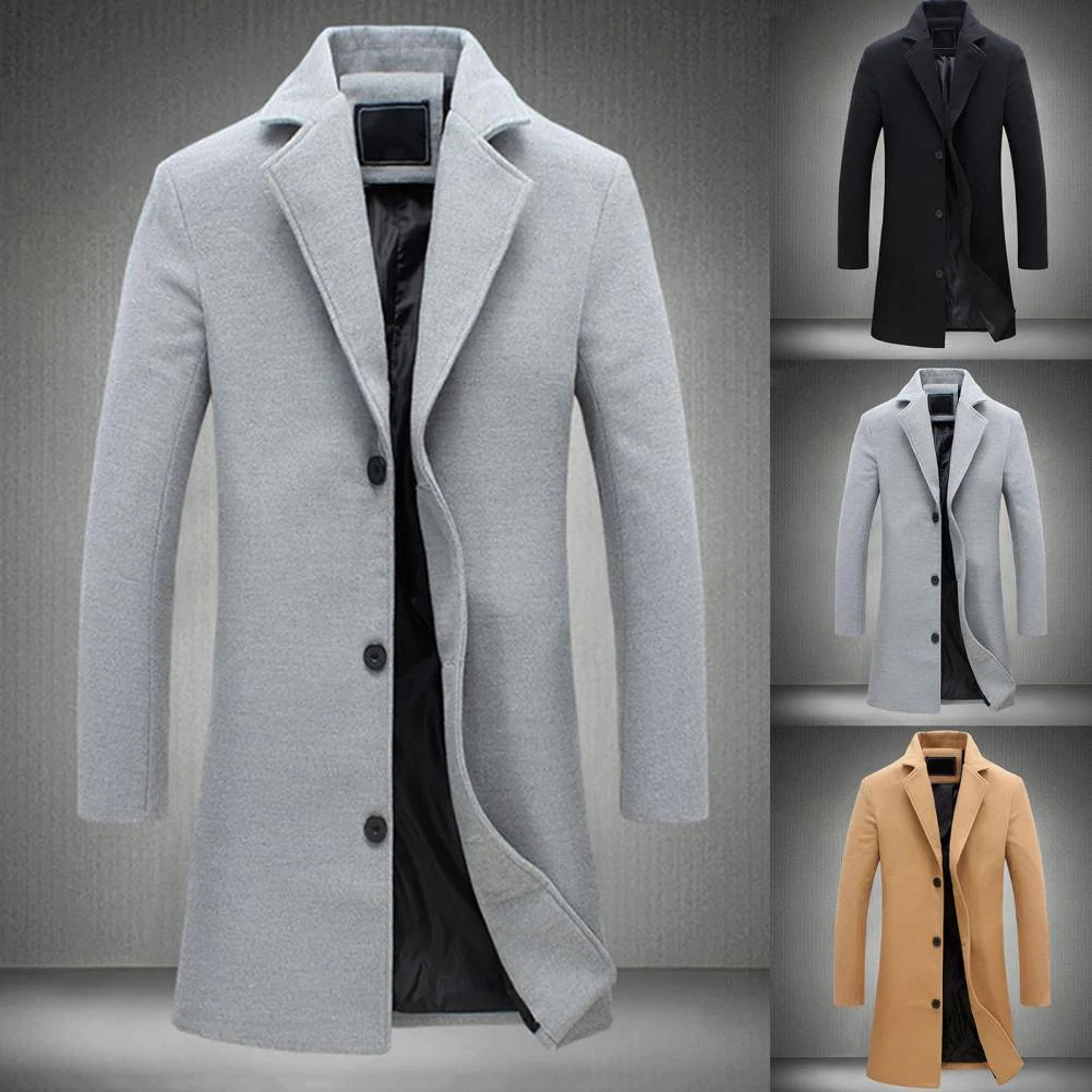 Herrens Lång Winterjacka Stilig Design 3