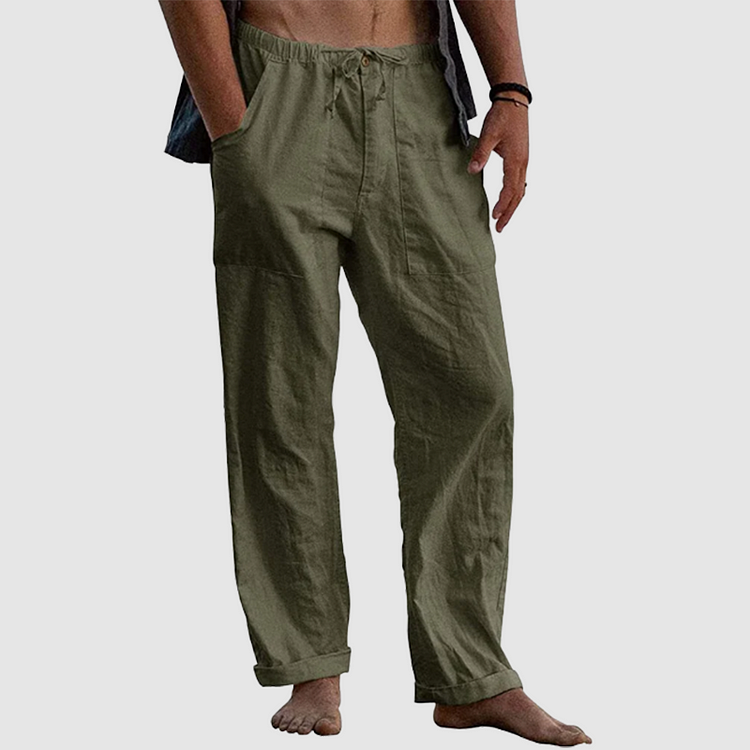 Herrens Linnebyxor Casual Stil 1