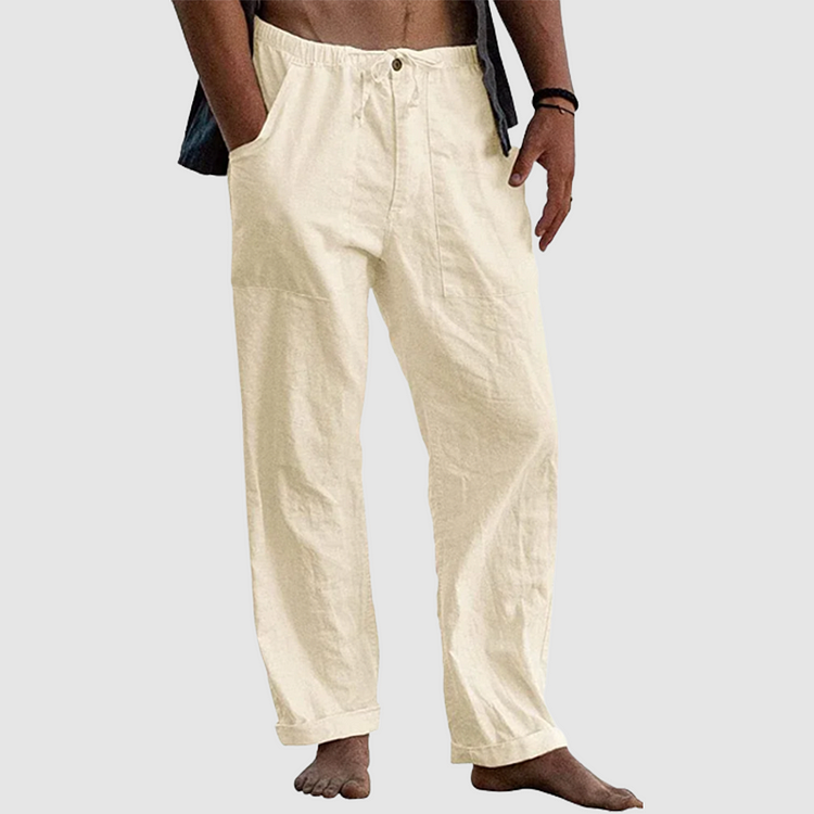 Herrens Linnebyxor Casual Stil 5