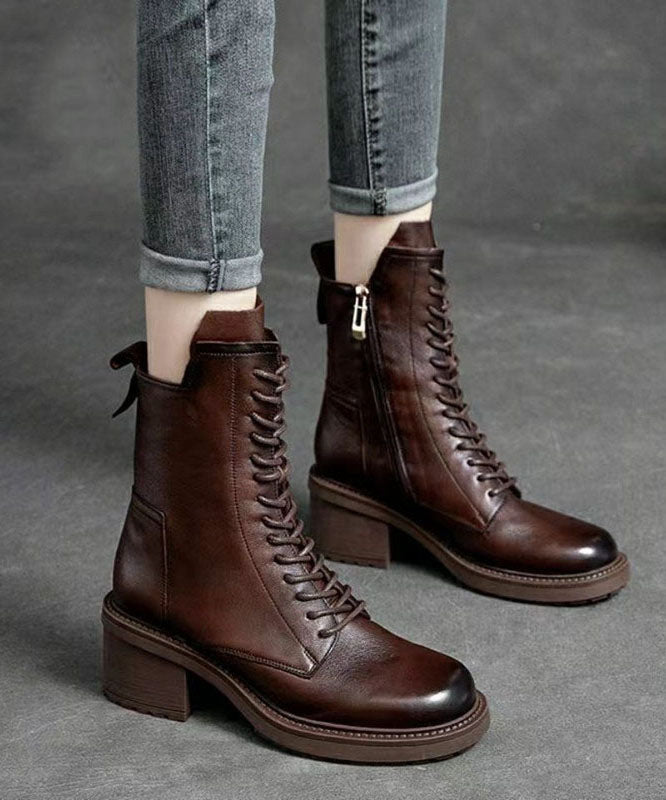 Herrens Motorcykelstövlar Snörning Chunky Heel 1