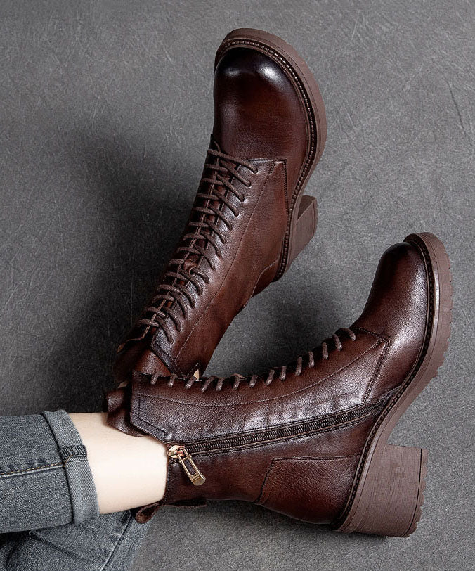 Herrens Motorcykelstövlar Snörning Chunky Heel 2