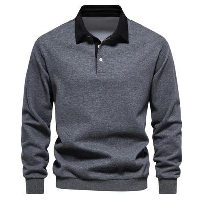 Herrens Polo Sweatshirt med Retro Stil 0
