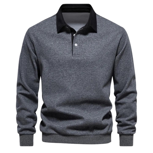 Herrens Polo Sweatshirt med Retro Stil 0