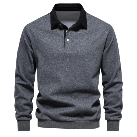 Herrens Polo Sweatshirt med Retro Stil 0