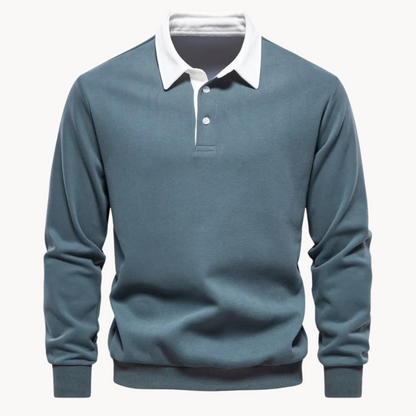 Herrens Polo Sweatshirt med Retro Stil 1