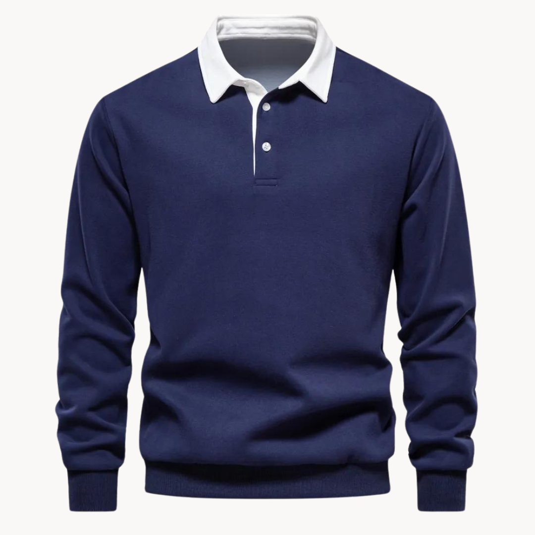 Herrens Polo Sweatshirt med Retro Stil 3