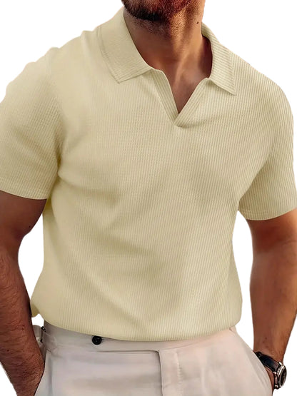 Herrens Poloshirt Casual Vaffelväv 0