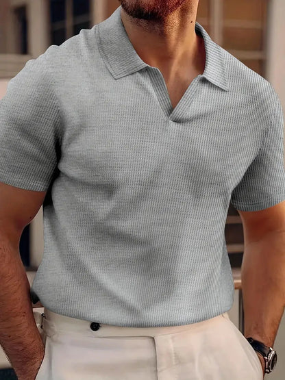 Herrens Poloshirt Casual Vaffelväv 1