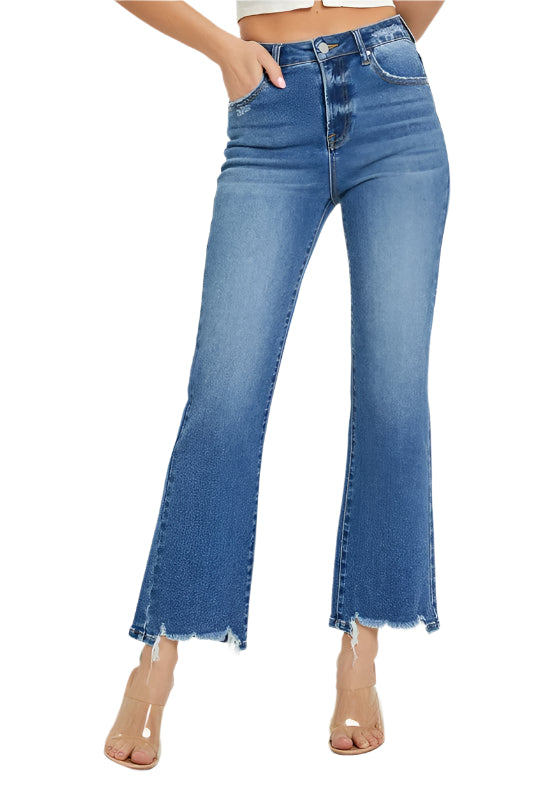 Herrens Raka Jeans Hög Midja Mörk Denim 0