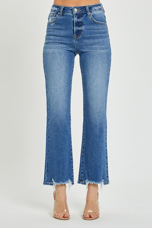 Herrens Raka Jeans Hög Midja Mörk Denim 2