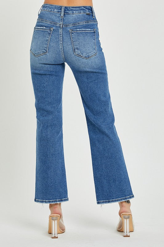 Herrens Raka Jeans Hög Midja Mörk Denim 4