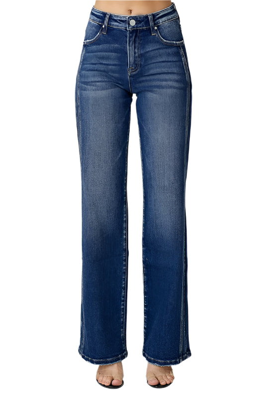 Herrens Raka Jeans Mörk Denim 0