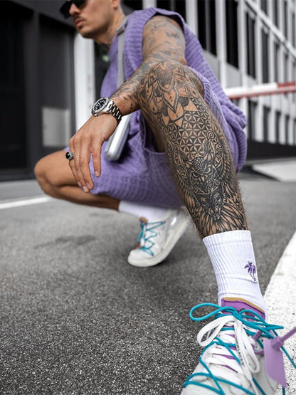 Herrens Stickade Set Ärmlös Topp och Shorts Avslappnad Stil 1