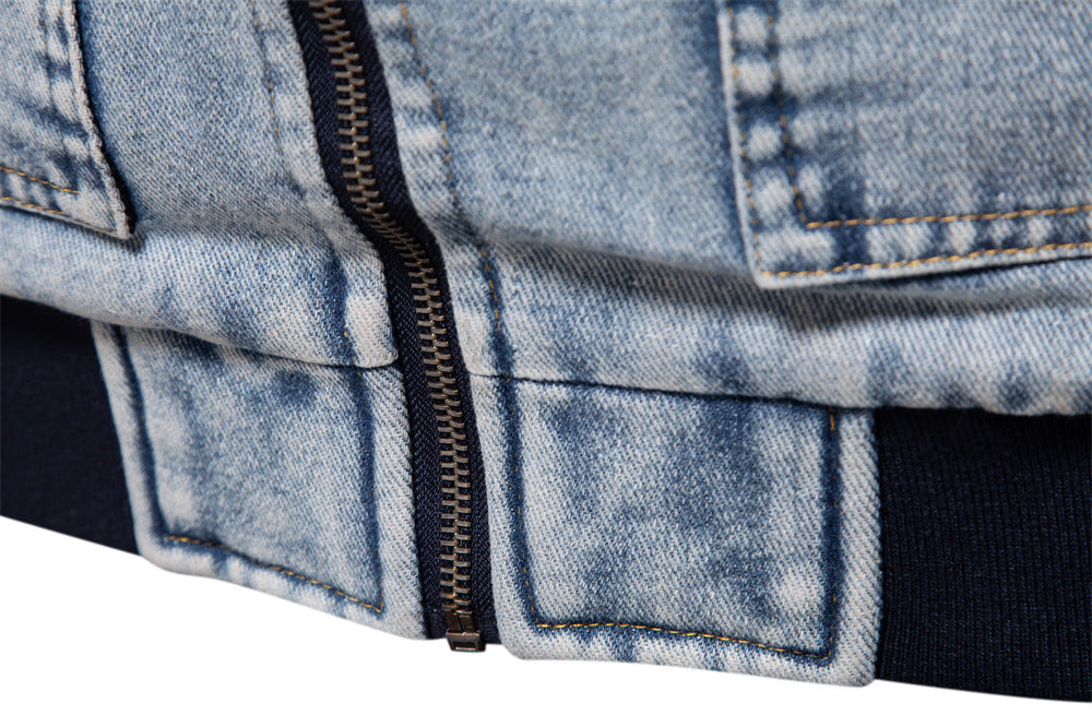 Herrjacka Denim Vintage med Fleecefoder Ribbade Detaljer 6