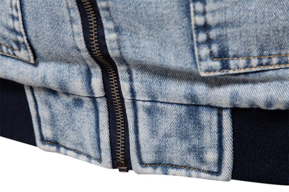 Herrjacka Denim Vintage med Fleecefoder Ribbade Detaljer 6