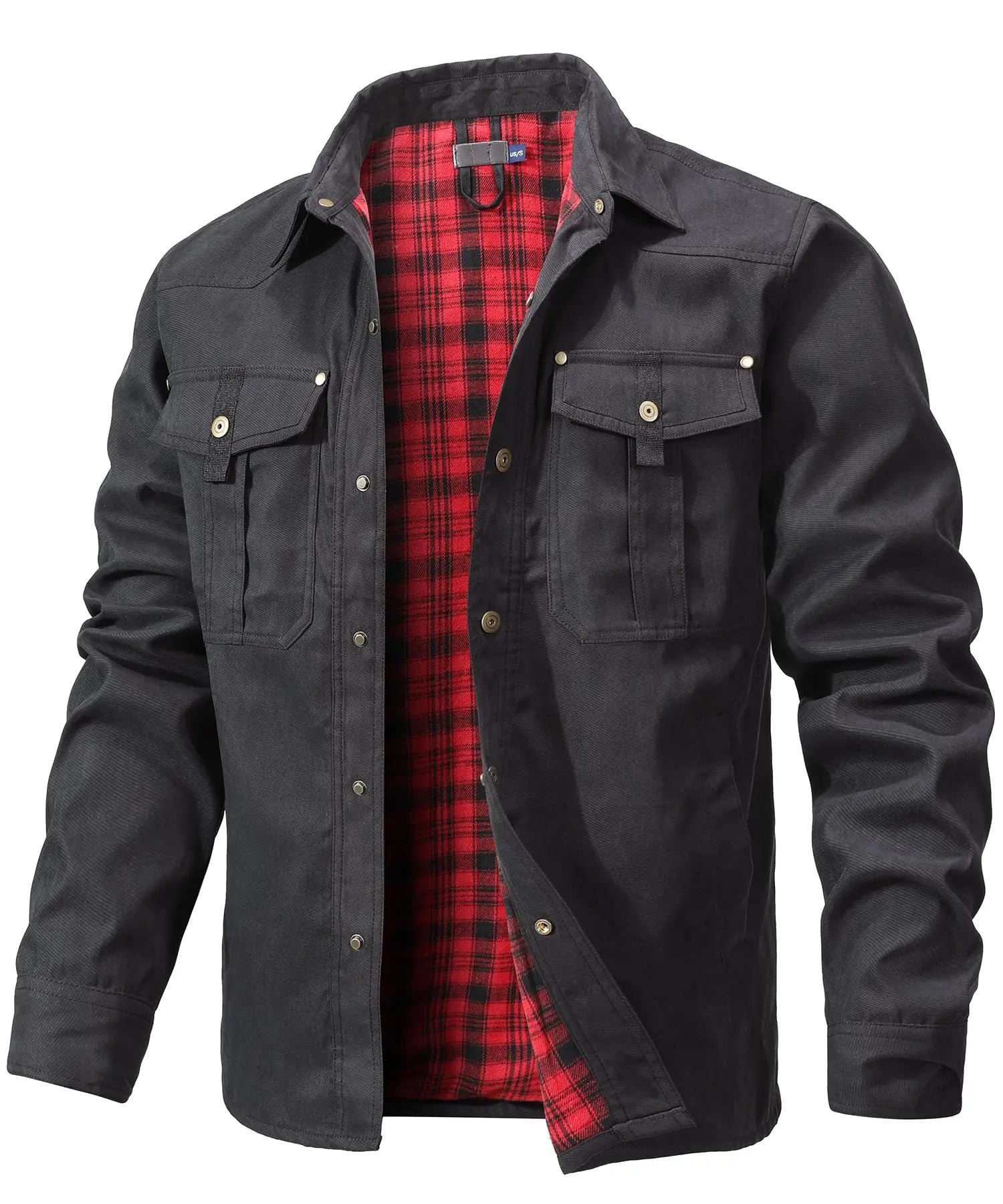 Herrjacka Flanell Fodrad Casual Skjorta Polyester 11