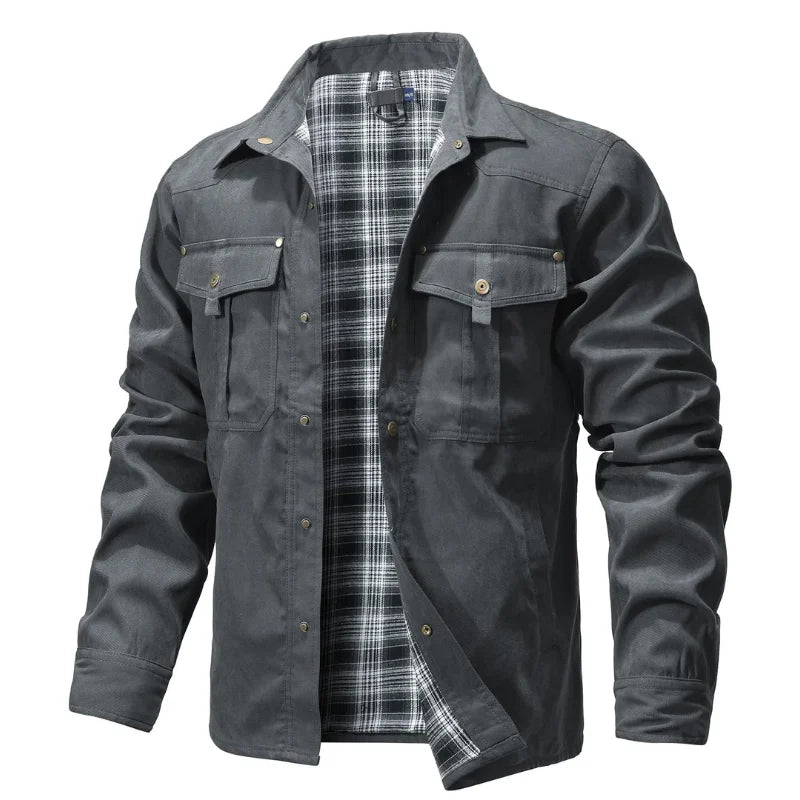 Herrjacka Flanell Fodrad Casual Skjorta Polyester 1