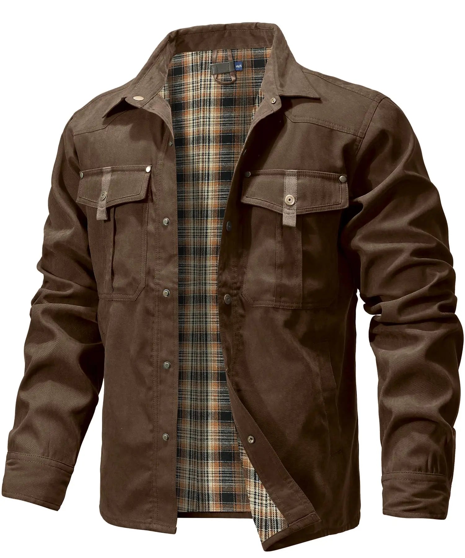 Herrjacka Flanell Fodrad Casual Skjorta Polyester 6