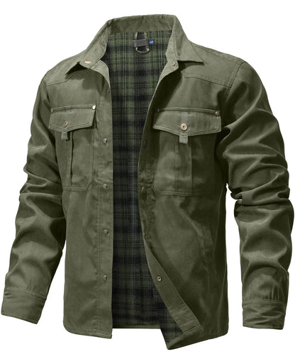 Herrjacka Flanell Fodrad Casual Skjorta Polyester 7