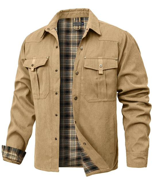 Herrjacka Flanell Fodrad Casual Skjorta Polyester 9