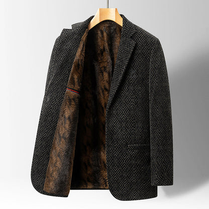 Herrjacka Vinter Med Texturerat Mönster och Skräddarsydd Passform 1