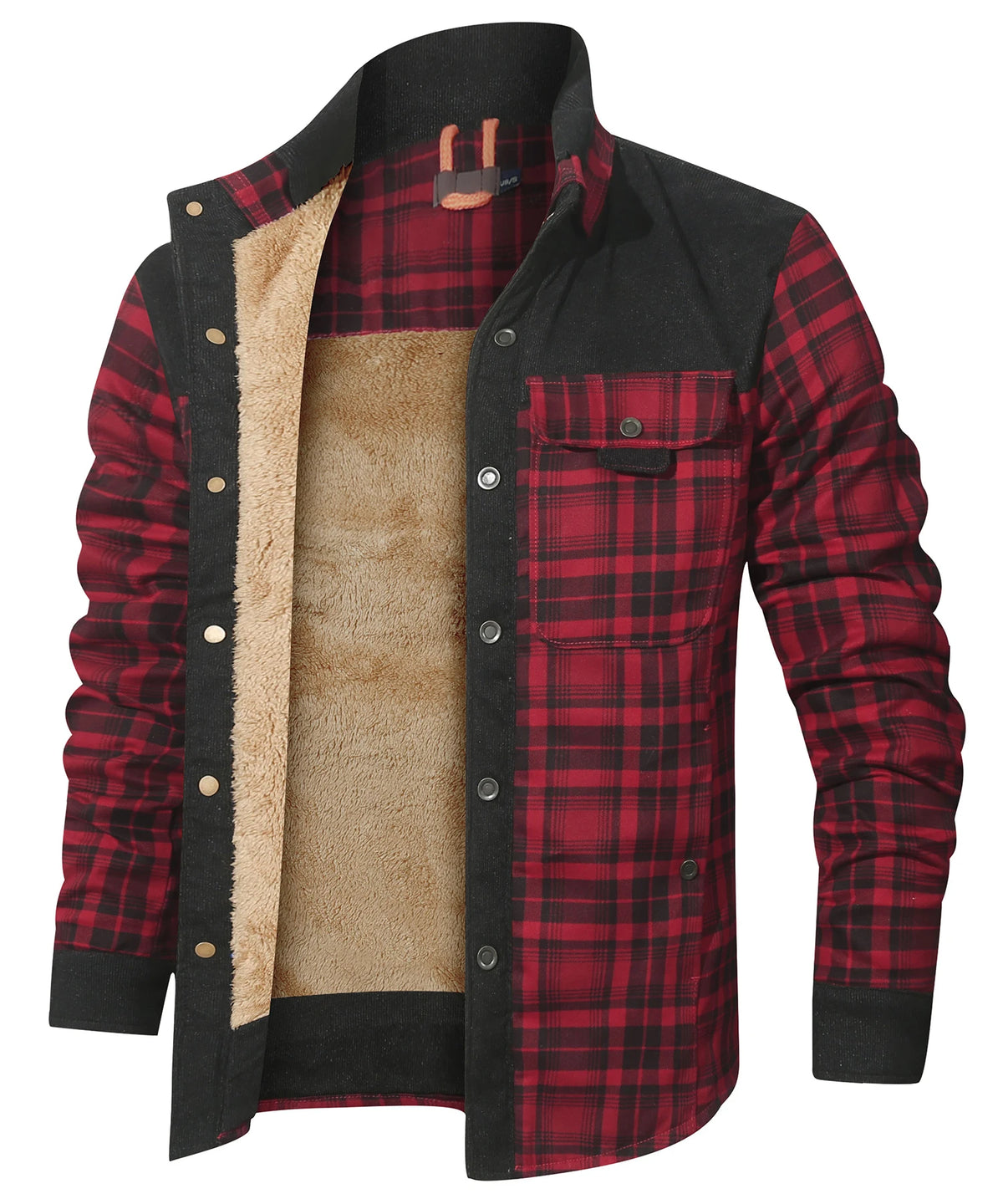 Herrjacka Vinter Rutig Sherpa Fodrad Flanell Casual Bomberjacka 6