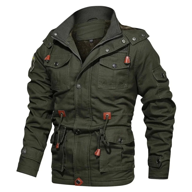 Herrjacka med fleecefoder i militärstil 2
