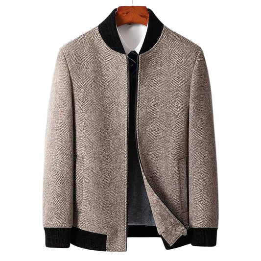 Herrkappa Slim Fit Herringbone Mönster Tidlös Design 0