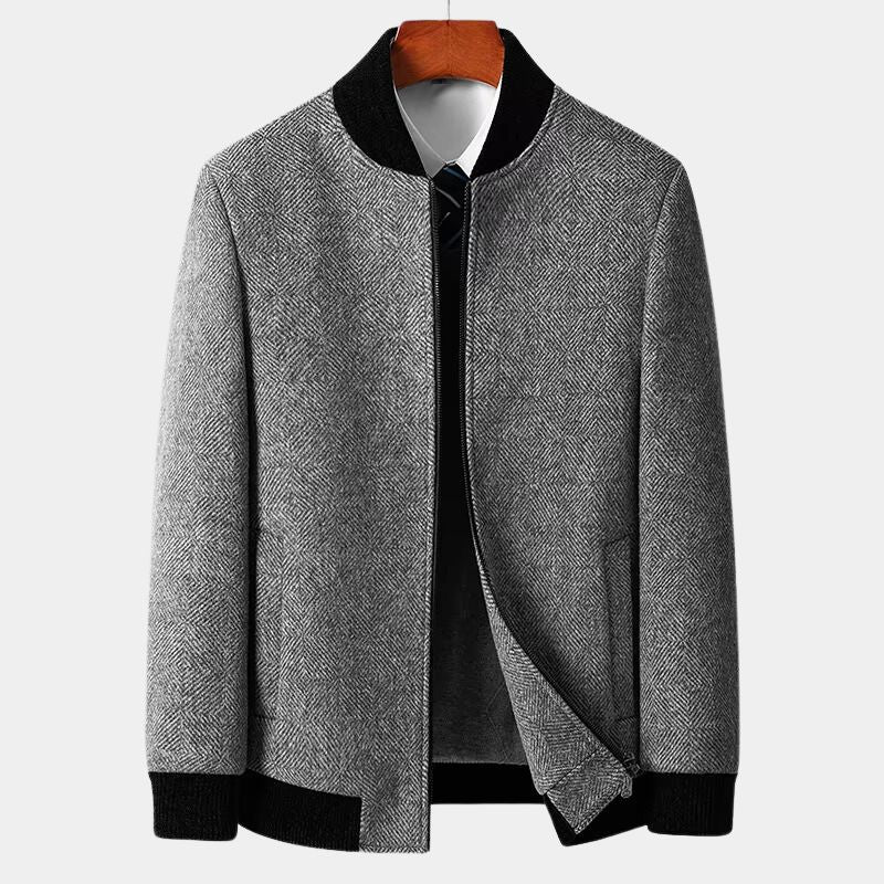 Herrkappa Slim Fit Herringbone Mönster Tidlös Design 6
