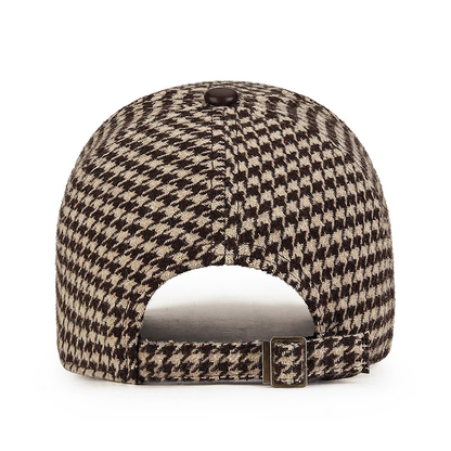 Herrkeps Houndstooth-mönster med Konstläderdetaljer 7