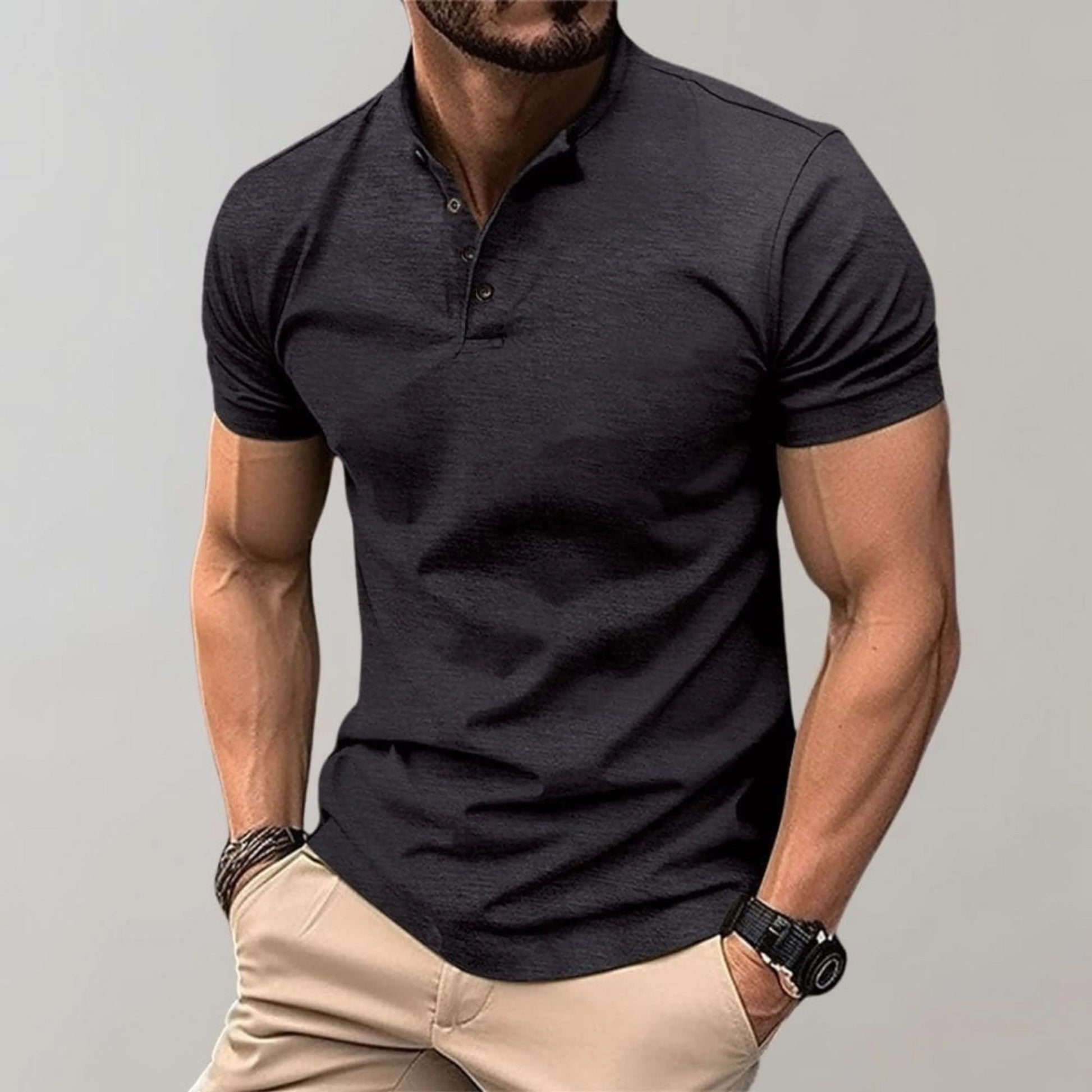 Herrpikétröja Casual Slimmad Stil 1