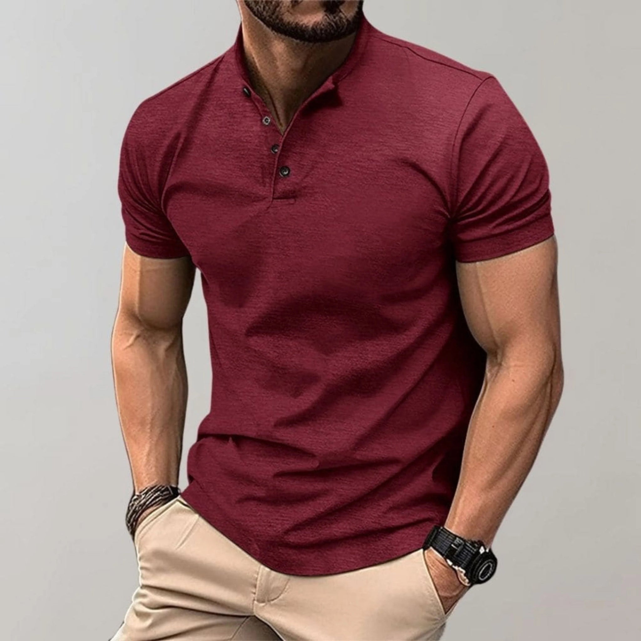 Herrpikétröja Casual Slimmad Stil 3