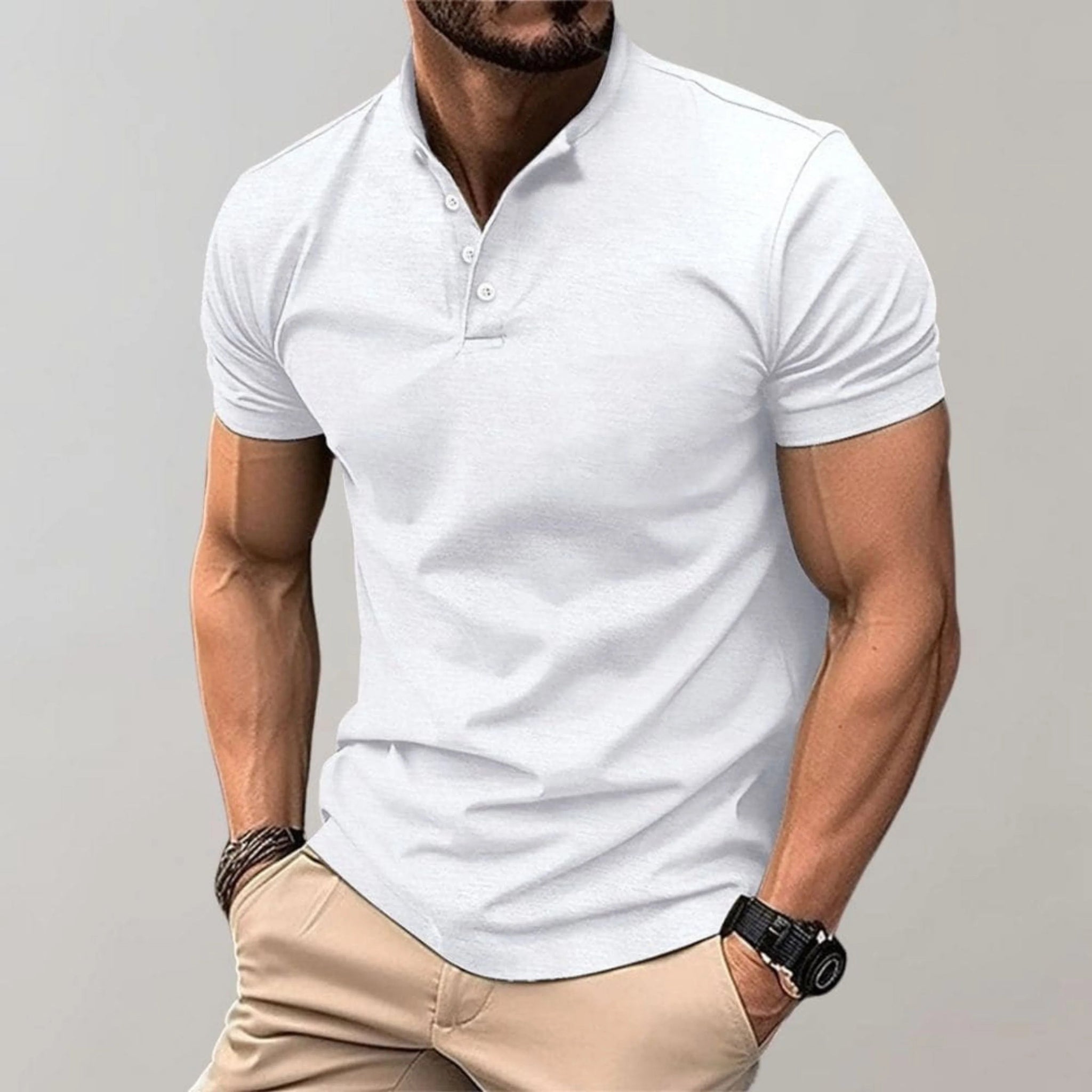 Herrpikétröja Casual Slimmad Stil 4
