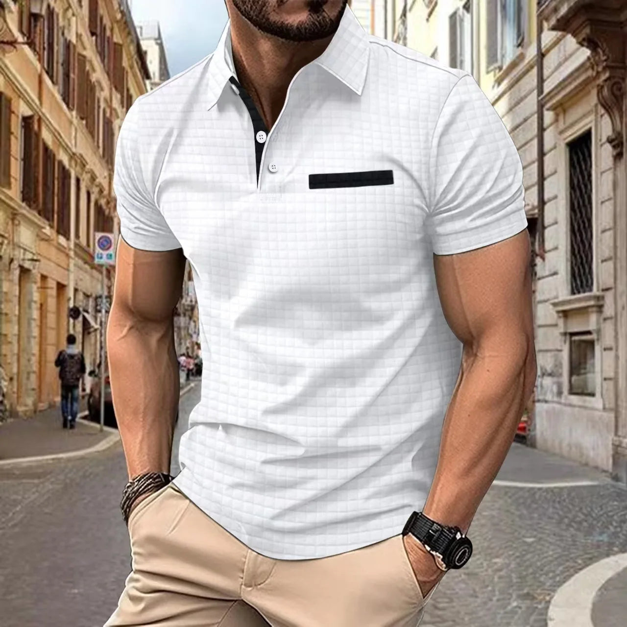 Herrpikétröja Casual Stil 1