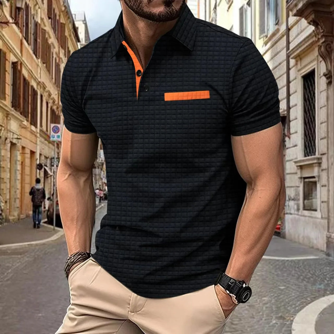 Herrpikétröja Casual Stil 3