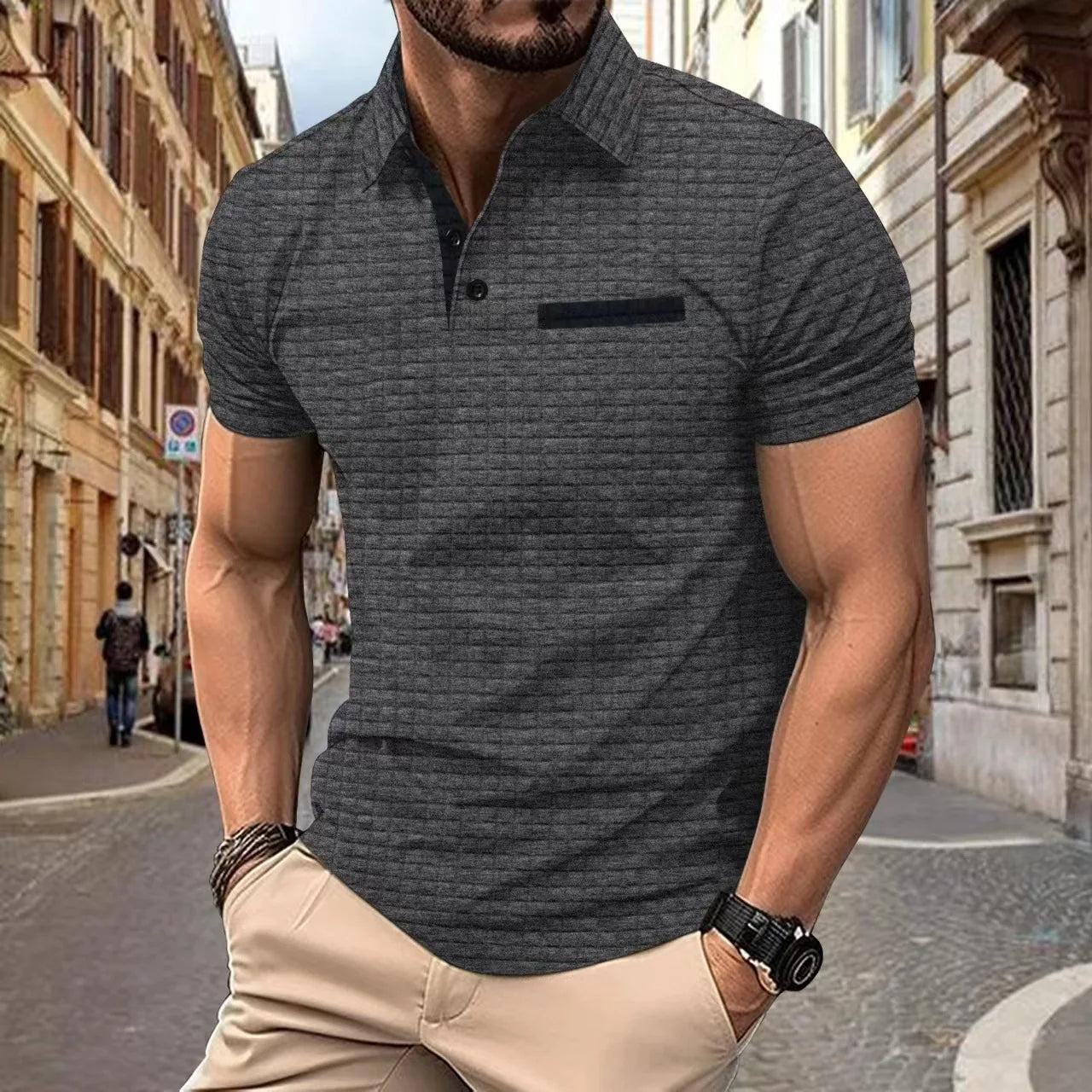 Herrpikétröja Casual Stil 5