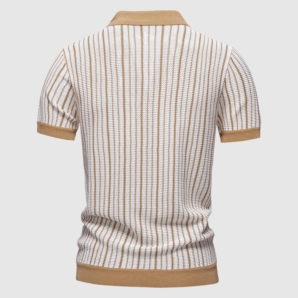 Herrpikétröja med randig design 2