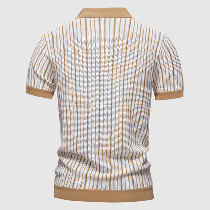 Herrpikétröja med randig design 2