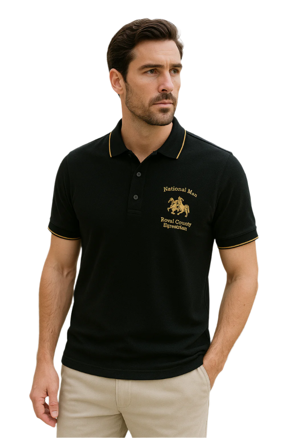 Herrpolo Modern Snitt Mjuk Väv med Broderade Detaljer 0