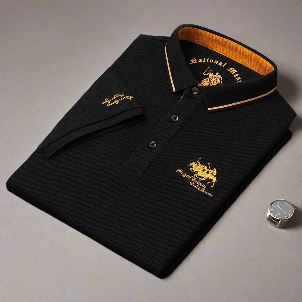 Herrpolo Modern Snitt Mjuk Väv med Broderade Detaljer 4