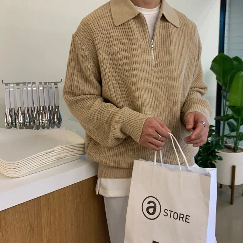 Herrpolo med glidelås i kashmir 1