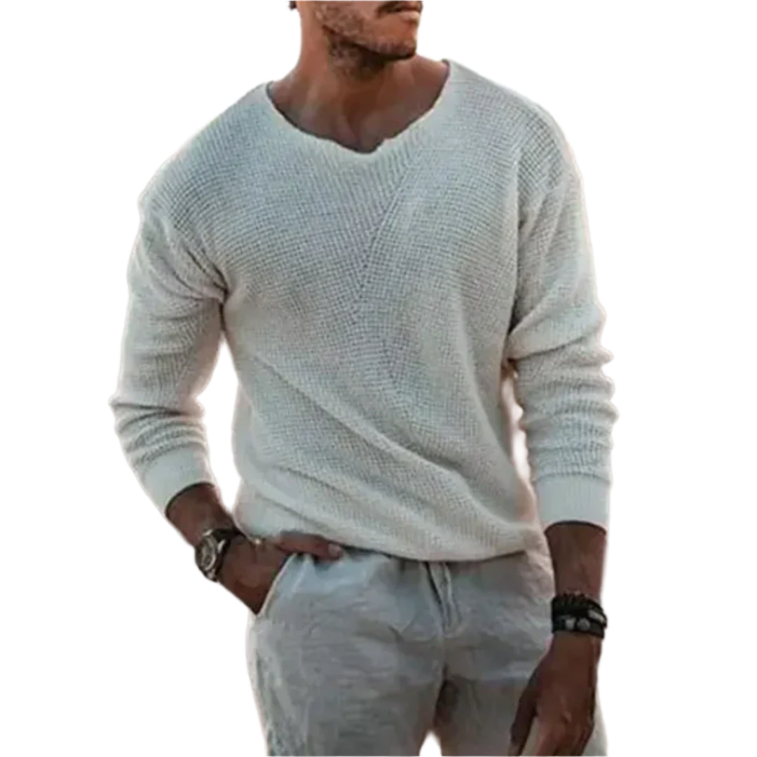 Herrpullover Långärmad Klassisk Stickad Mjuk Material 0