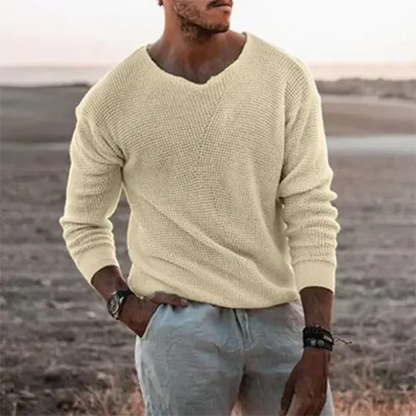 Herrpullover Långärmad Klassisk Stickad Mjuk Material 1