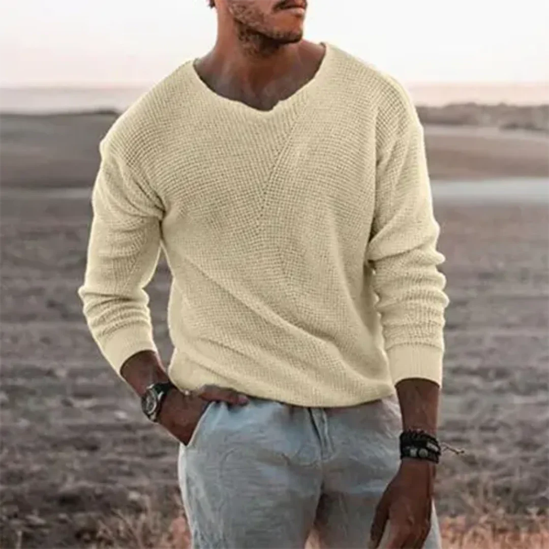 Herrpullover Långärmad Klassisk Stickad Mjuk Material 1