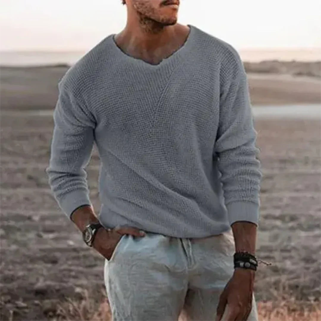 Herrpullover Långärmad Klassisk Stickad Mjuk Material 2