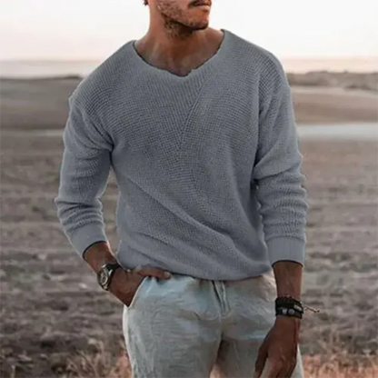 Herrpullover Långärmad Klassisk Stickad Mjuk Material 2