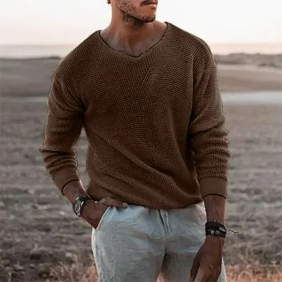 Herrpullover Långärmad Klassisk Stickad Mjuk Material 3