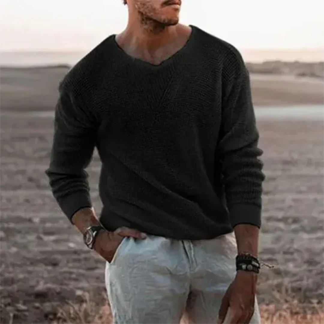 Herrpullover Långärmad Klassisk Stickad Mjuk Material 4